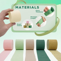 Crepe Paper Streamers Party Decorations – 6 Rolls Grass Green Gold Pink Olive Gr