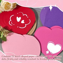 72 Pcs Large Heart Paper Cutouts 6 x 6 in, 4 Colors, Valentine’s Day Decorati…