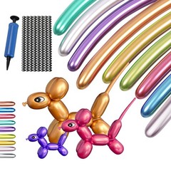 Balloons for Animal Making – 100PCS Long Twisting Balloons Kit with Pump, Eye…