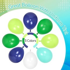 60pcs Blue and Green Balloons 12inch, Navy Blue Lime Green Blue Green White