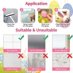 Easter Clings Decorations for Glass Window – 64 Pcs 3D Double-sided Spring Bunny