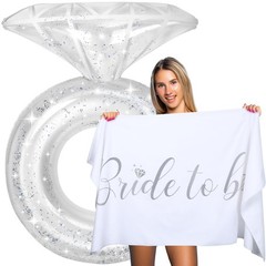 Bride Diamond Ring Pool Float & Towel Set Bachelorette Party Decorations Infl…