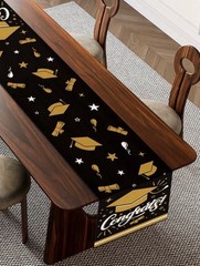 1pc Graduation Party Decor Table Runner Black/Gold
