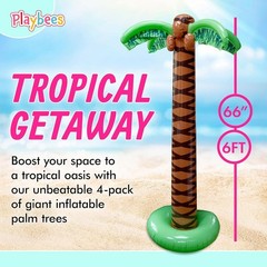 6FT Inflatable Palm Tree 4 Pack – Summer Luau Pool Party Blow Up