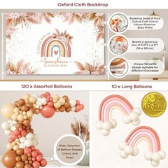 408 PC Boho Baby Shower Set – Backdrop, Balloon Arch, Plates, Napkins & More!