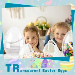 6 Pcs 10 Inch Transparent Easter Eggs with Handles Giant Clear Easter Egg Jum…