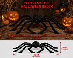 Halloween Giant Plush Spider Decoration Scary Black Hairy Spider Prop 30-200cm