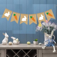 Burlap Rabbit Radish Garland Banners, Bunny Burlap for Easter Decorations Hom…