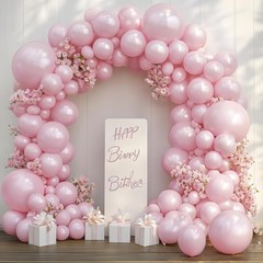 Pearl Pink Balloons Arch Kit – Double Stuffed Pastel Light Pale Pink Balloons…
