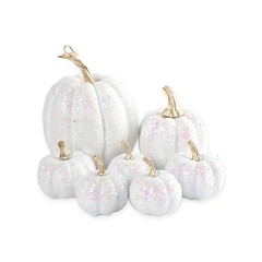 7PCS Assorted Size Gold Glitter Pumpkin Set for Fall and Halloween Decor