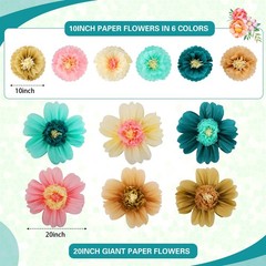 12 Pcs Large Colorful Tissue Flowers Decorations Giant Fiesta Craft Crepe Flo…