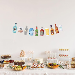 Pre-Strung Whiskey Beer Soda Bottles and Glasses Banner, Happy 21St Birthday Dec