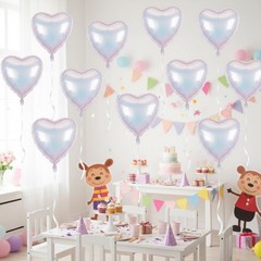 Heart Balloons, Silver Heart Balloons for Valentines Day Decorations, Foil He…
