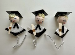 LOT Vintage GRADUATION Spun Cotton Head Boy Girl Chenille Picks/Stems