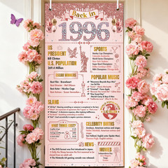 30Th Birthday Decorations for Women, Rose Gold Back in 1996 Door Cover Decor, Th