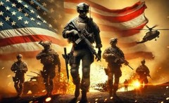 Patriotic Soldier Backdrop Banner 71 x 43 Inch 4th of July Veterans Day