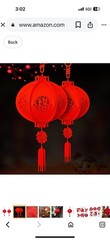 3 Good Luck Chinese New Year Red Felt Lanterns Hanging Decor Spring Festival New