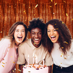 3 Pack Foil Fringe Backdrop – Bronze Shiny Tinsel Curtains for Party Decoration/
