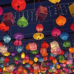 Solid Color Hanging Lantern Outdoor Waterproof Cloth Lantern Festival Decor