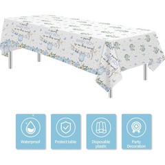 Blue Baby Boy Baby Shower Tablecloth Set of 3 Greenery Decorations Table Cover