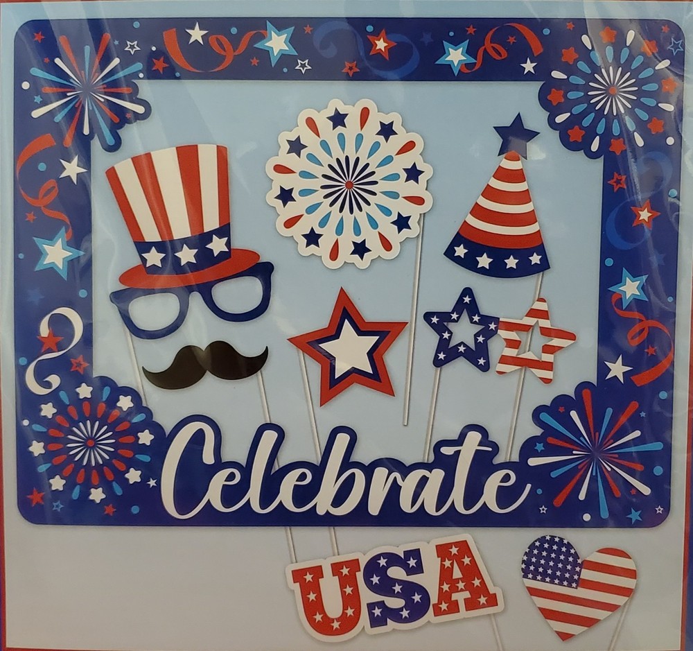 Patriotic Photo Props Kit Sticks – 9 Pieces STARS AND STRIPES New