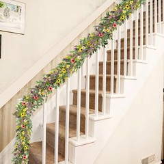 6FT Wildflower Garland, Artificial Spring Floral Garland with Eucalyptus Leav…