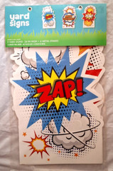 Superhero Comic Strip Birthday Party Yard Signs 24″ High 3 Signs & 6 Stakes NEW