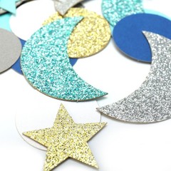 410 PCS Glitter Star Moon Confetti Navy Blue White Gold Outer Space Shower