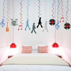 Rock and Roll Party Decorations 60S Retro Rock Music Party Streamers Hanging Swi