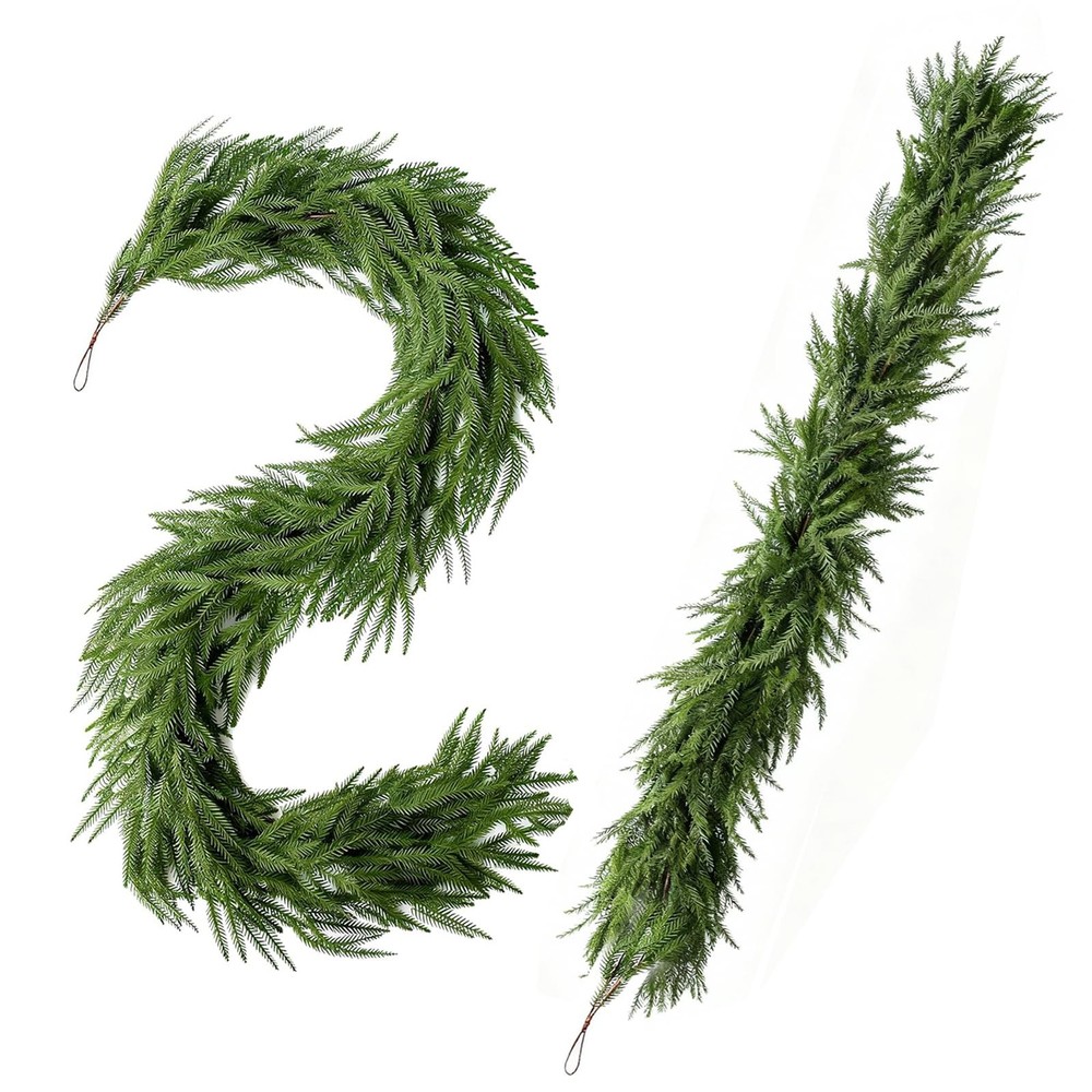 2 Pcs 6ft Norfolk Pine Garland – Artificial Greenery Garland for Modern Chris…
