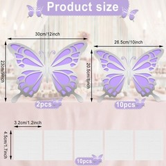 Geyee 12 Pcs 3D Large Butterfly Party Decoration Paper Butterfly Stickers in …