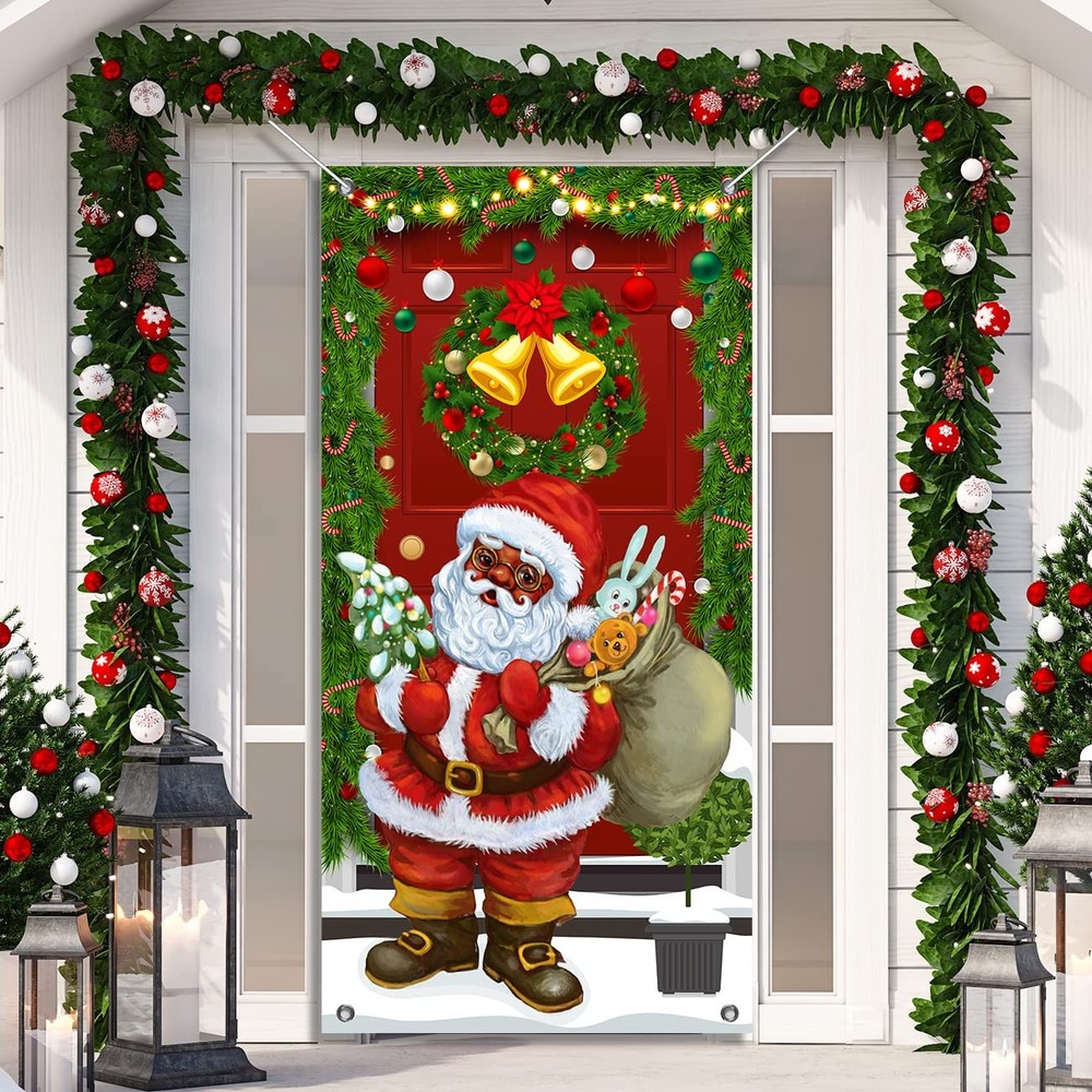 Christmas Decorations Santa Wreath Door Cover Xmas Winter Holiday Gift
