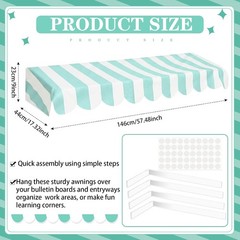 Waterproof Circus Awning Decor Farmers Market Decoration Cyan White 3D Striped