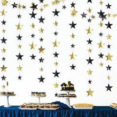 156ft Graduation Party Decorations Star Garland Black Gold Hanging Paper Twin…