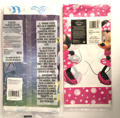 2 Child’s TABLECLOTHS Minnie Mouse Forever Plastic &BATTLE ROYALE Paper54″ X 96″