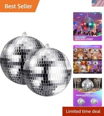 Stunning 2-Pack Silver Disco Balls – 8 Inch Reflective Elegance for Events