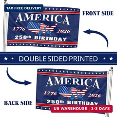 4th of July Decorations – 3×5 Ft Double Sided 3 Layers 250th Anniversary Flag –