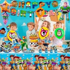 Toy Story Party Decoration Tableware Supplies Set Napkin Balloon Plates Backdrop
