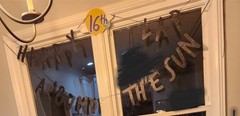 16th birthday banner, «Happy 16th Lap Around the Sun,» Excellent Condition