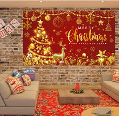 “Merry Christmas & Happy New Year Banner – Large Holiday Party Backdrop 71×43 Re