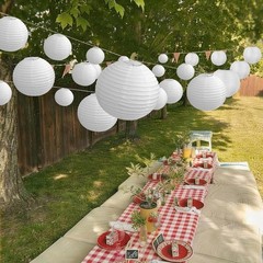 20 Pack 10″ Waterproof White Silk Lanterns for Elegant Outdoor Events