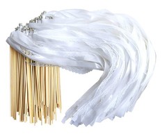 Kingsnow 100 Pieces Lace Wedding Ribbon Wands with Triple Ribbon and Silver B…