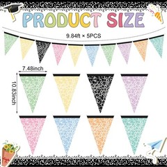 5 Pcs Composition Notebook Banner Pastel Pennant Banner Flags Classroom Decor…