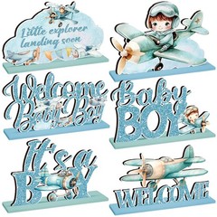 6 PCS Airplane Baby Shower Wooden Table Centerpieces for Boy 1st Birthday