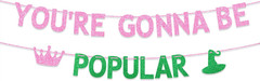 Wicked Birthday Party Decorations, You’Re Gonna Be Popular Banner, Glitter Pink