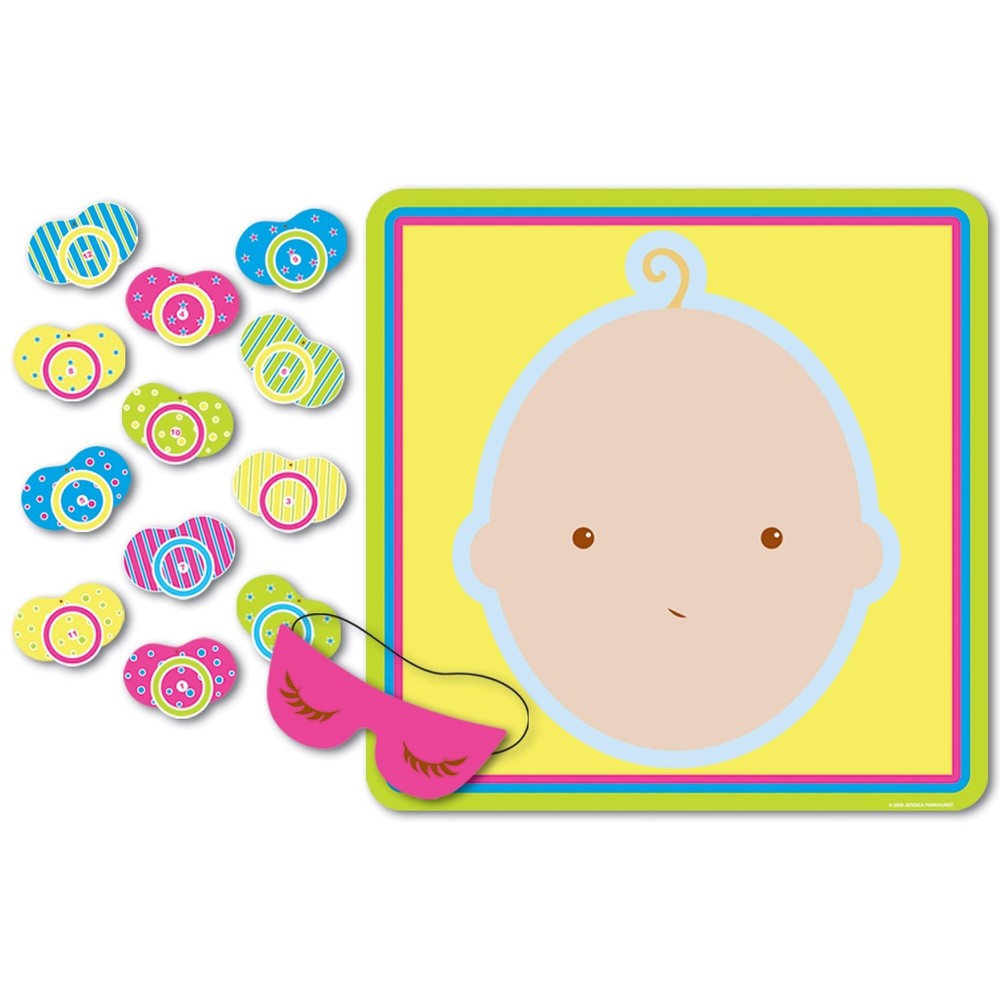 Beistle 66675 Pin The Pacifier Baby Shower Game, 14 Piece Set, Multicolored
