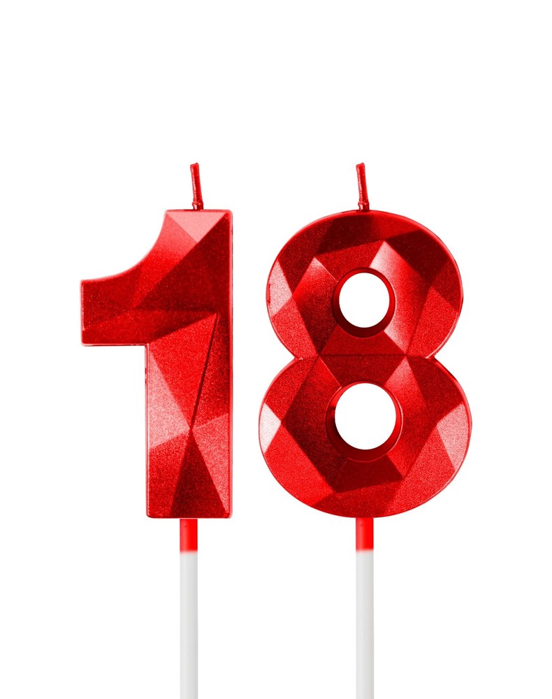 Red 18th Birthday Candles for Cake, Number 18 Candle 18th,