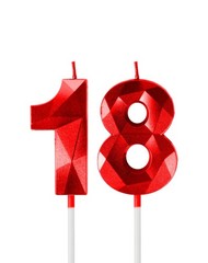 Red 18th Birthday Candles for Cake, Number 18 Candle 18th,