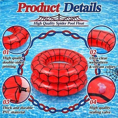 2 Pack Spiderweb Pool Floats 36 Inch Round Swim Rings Inflatable Spider Party…