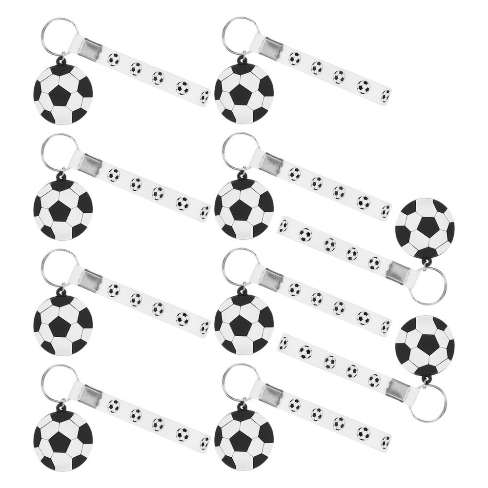 10 Pcs Football Silicone Keychain Small Soccer Keychains Pendant